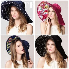 Mujer&apos;s 7.8" Wide Huge Brim Hats Cotton Summer AntiUV Beach Visor Caps Foldable  eb-42089329